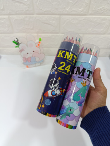 مداد رنگی ۲۴ رنگ استوانه ای kmt